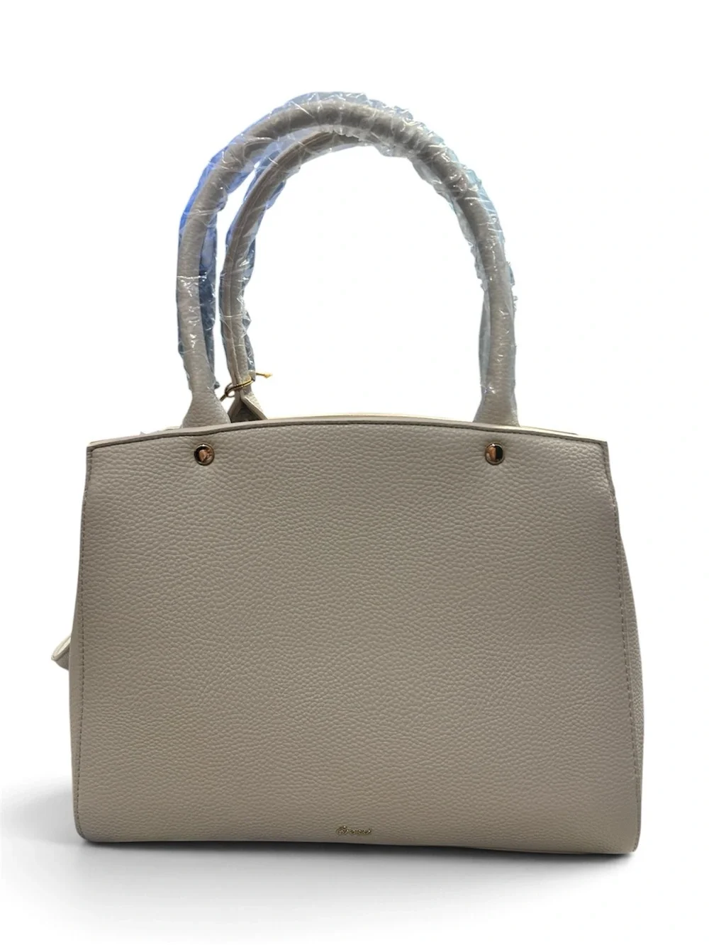 Crossi Cream Bow-Front Women's Shoulder Bag with Gold Accent